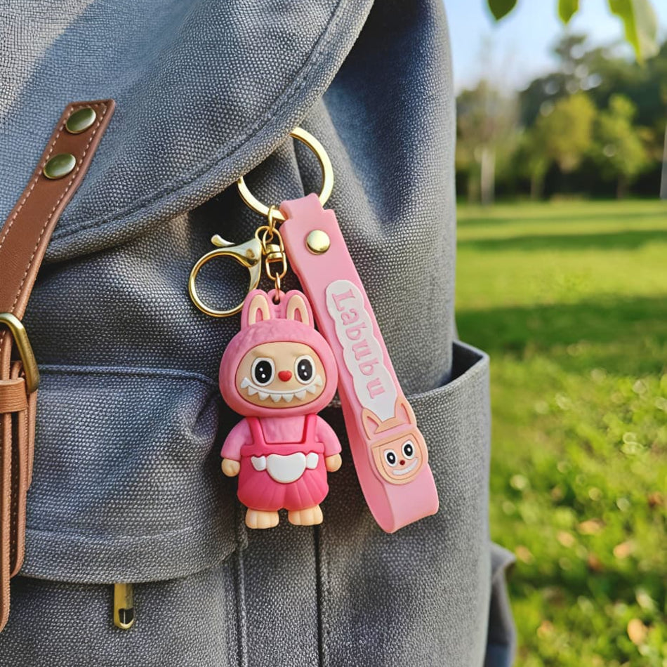 Pink Labubu Keychain with Charm