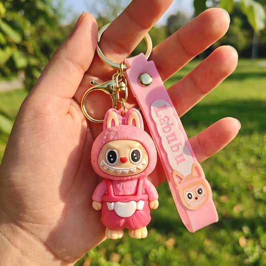 Pink Labubu Keychain with Charm