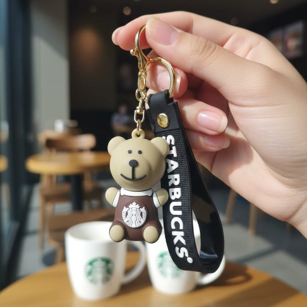 Starbucks Bear Keychain with Charm